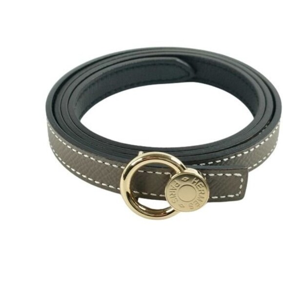 HERMES Accessories - HERMES Hermes Belt Sellier Mini Etoupe Black Leather Women's Reversible